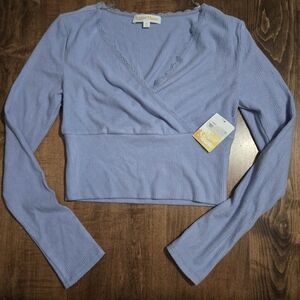 Sugar Moon Women's Blue Wrap Top